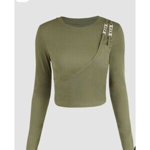 Cider double layer asymmetrical long sleeve size s rib knit